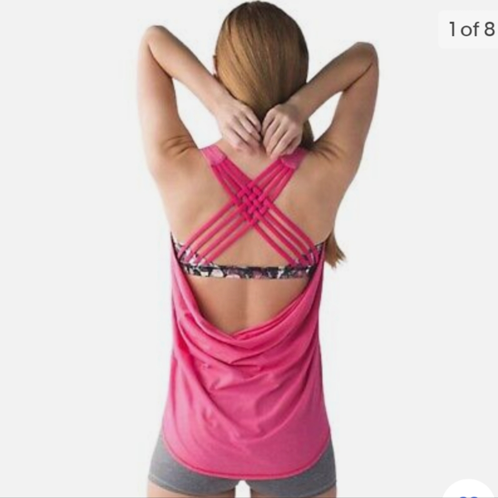 Lululemon Wild Tank Heathered Bon Bon So Fly Butterfly Angel Wing Pink